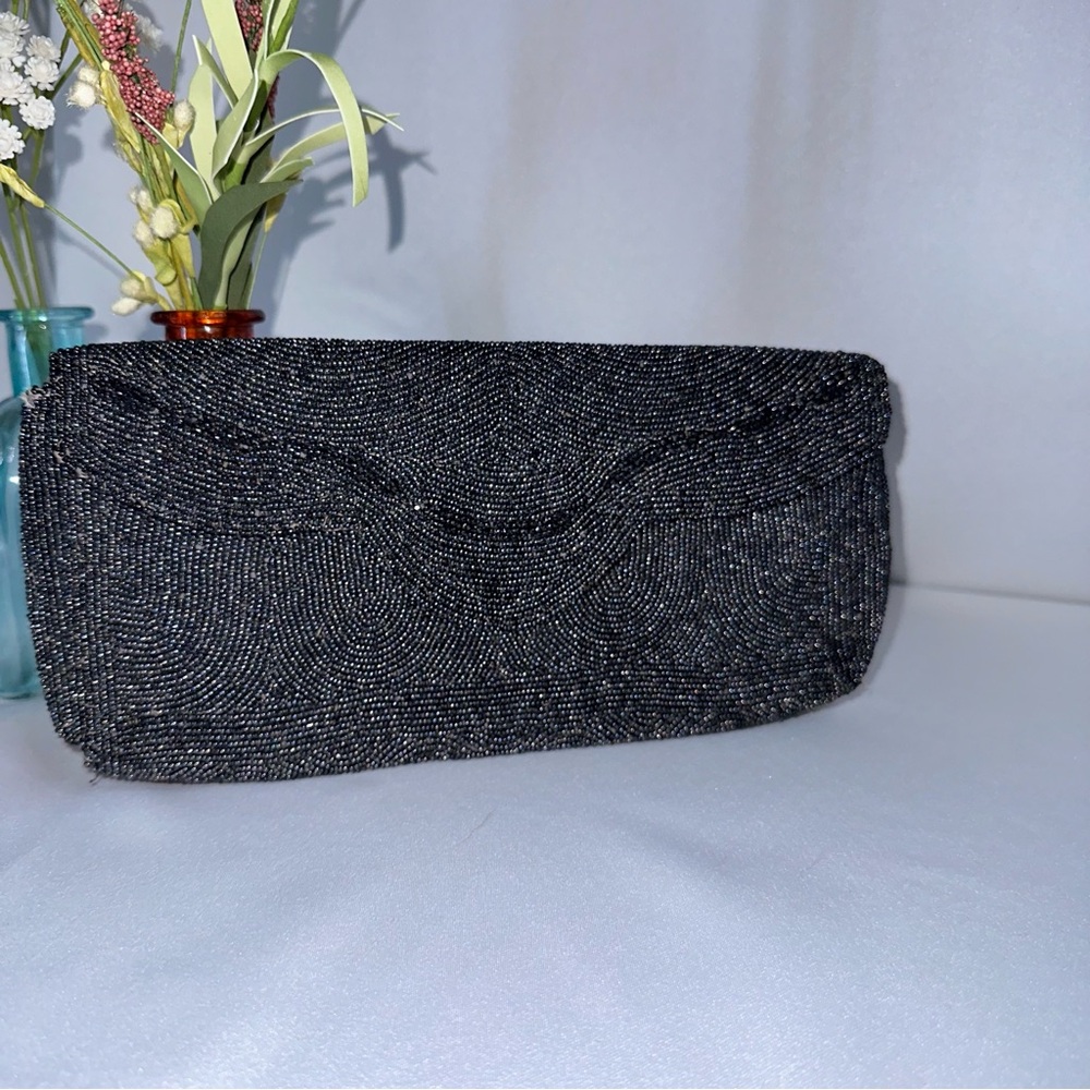 Vintage Jorelle Bags Belgium Black Beaded Clutch Hand Made Evening Bag 50s‎ 60s